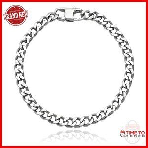 5.5mm Pure Titanium Cuban Link Bracelet 7.87 Inch Unisex Jewelry